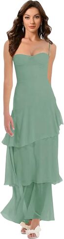 فساتين وصيفة الشرف بأشرطة سباغيتي مكشكشة، فساتين حفلة موسيقية طويلة، الخصر، فستان رسمي للحفلات in Kuwait