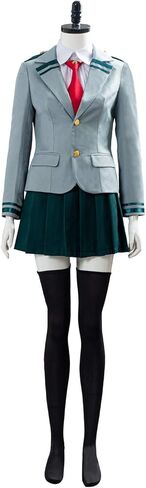 زي تنكري نسائي، زي مدرسي، سترة، قميص، تنورة، مناسب للبالغين في الهالوين (أخضر، X-Small) in Kuwait