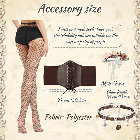 Renaissance Dress Women Medieval Costume Ren Faire Outfit with Flower Crown Necklace Corset Belt for Halloween Cosplay in Kuwait