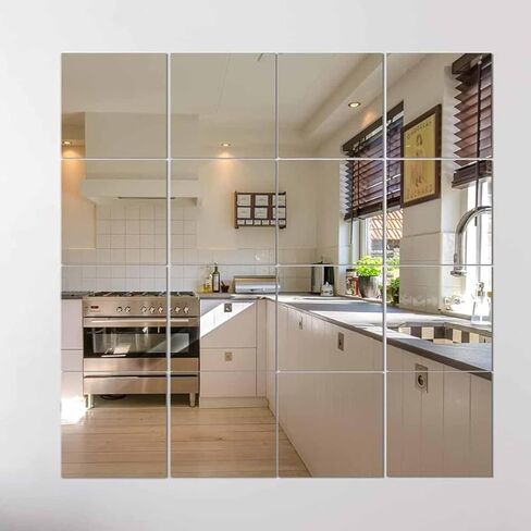 بلاط مرآة أكريليك مقاس 12 بوصة × 12 بوصة، 12 قطعة من المرايا المربعة من الأكريليك ذاتية اللصق للصالة الرياضية، أوراق بلاط مرآة كاملة الطول بدون إطار لتزيين الحائط وغرفة المعيشة وغرفة النوم (سمك 2 مم) in Kuwait