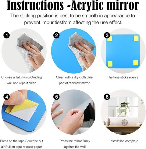 بلاط مرآة أكريليك مقاس 12 بوصة × 12 بوصة، 12 قطعة من المرايا المربعة من الأكريليك ذاتية اللصق للصالة الرياضية، أوراق بلاط مرآة كاملة الطول بدون إطار لتزيين الحائط وغرفة المعيشة وغرفة النوم (سمك 2 مم) in Kuwait