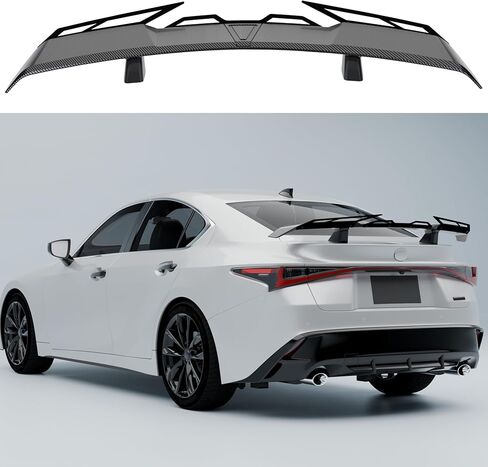 Carbon Fiber Look Spoiler Compatible with Lexus Sedan Saloon Accessories GT Duckbill Aleron Spoiler Trunk Mounted for Lexus is GS LS ES Wing Easy Installation in Kuwait