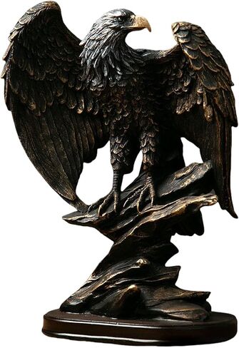 10.4" Patriotic Eagle Statue Decorative Wild Bird Eagle Decorative Bronze Patina Resin Figurine for Sculpture (Bronze) in Kuwait