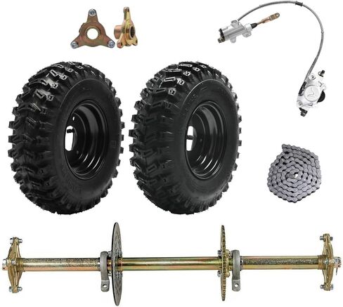 ZARKO 32 inch (810 mm) Go Kart Rear Live Axle Kit with 13x4.10-6 Tubeless Tires, 420 Sprocket, Brake Caliper, Pillow Block Bearings & 3-Stud Wheel Hubs for ATV Quad Drift Trike Buggy Golf Cart in Kuwait