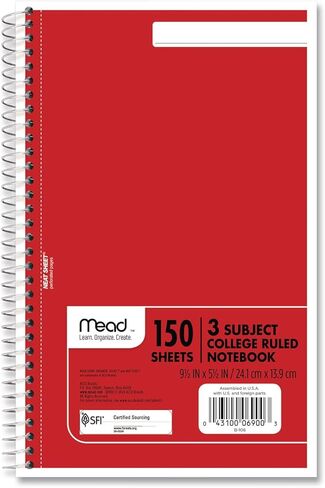 Mead 3-Subject Wirebound College Ruled Notebook, 9.5" x 6" in Saudi Arabia