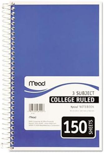 Mead 3-Subject Wirebound College Ruled Notebook, 9.5" x 6" in Saudi Arabia