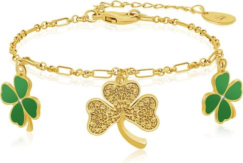 Clover Bracelet Anklet for Women 18K Gold Plated Cubic Zirconia Dainty Irish Lucky Four Leaf Clover & Shamrock Adjustable Anklets Bracelets Trendy Jewelry St. Patrick's Day Gifts in Saudi Arabia