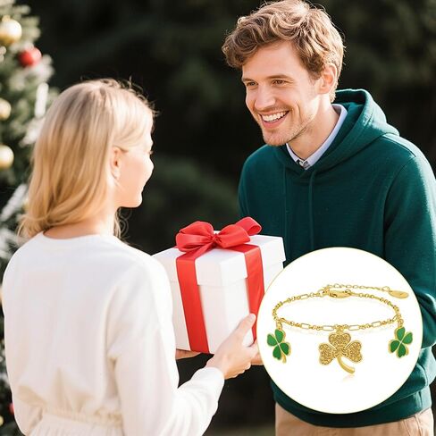 Clover Bracelet Anklet for Women 18K Gold Plated Cubic Zirconia Dainty Irish Lucky Four Leaf Clover & Shamrock Adjustable Anklets Bracelets Trendy Jewelry St. Patrick's Day Gifts in Saudi Arabia