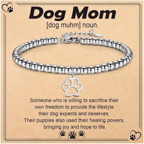 Dog Mom Gifts for Women: Paw Print Bracelet for Her - Christmas, Birthday, Valentine's Day in Kuwait