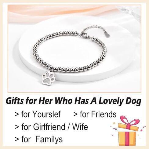 Dog Mom Gifts for Women: Paw Print Bracelet for Her - Christmas, Birthday, Valentine's Day in Kuwait