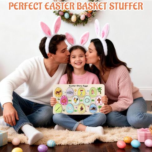 12 قطعة من بيض عيد الفصح الخشبي مع رموز ذات معنى، هدايا مسيحية تفاعلية وتعليمية لعيد الفصح، حشو سلة صيد عيد الفصح، مستلزمات أنشطة حفلات يسوع الدينية in Kuwait