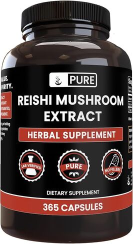 Pure Original Ingredients Reishi Mushroom Extract (365 Capsules) No Magnesium Or Rice Fillers, Always Pure, Lab Verified in Saudi Arabia