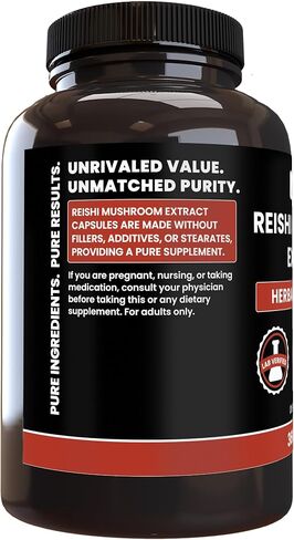 Pure Original Ingredients Reishi Mushroom Extract (365 Capsules) No Magnesium Or Rice Fillers, Always Pure, Lab Verified in Saudi Arabia