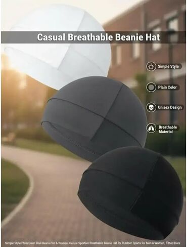 Breathable Skull Caps for Men & Women, Running Beanie & Wave Cap for Men, Lightweight Stretch Fit Plain Color Beanie Hat for Outdoor Sports, Gym, Hiking in Saudi Arabia