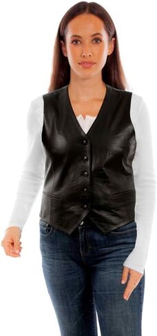 Scully Western Vest Womens Leather Button Front Lightweight F0_L1211 in Saudi Arabia