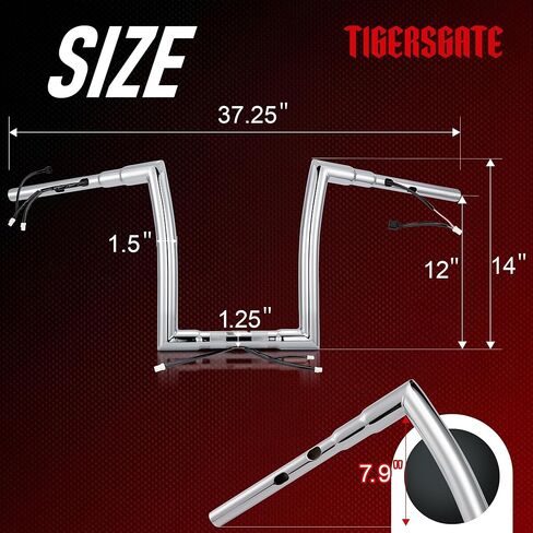 مقود سلكي مقاس 12 بوصة مقاس 1.5 بوصة Ape Hanger لطرازات Road Glide لعام 2024-Up و2023-Up FLTRXSE و2024-Up ABS (باستثناء FLTRXSTSE)، كروم in Kuwait
