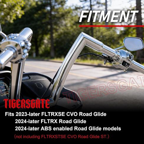 مقود سلكي مقاس 12 بوصة مقاس 1.5 بوصة Ape Hanger لطرازات Road Glide لعام 2024-Up و2023-Up FLTRXSE و2024-Up ABS (باستثناء FLTRXSTSE)، كروم in Kuwait