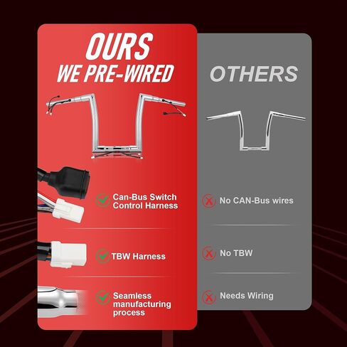 مقود سلكي مقاس 12 بوصة مقاس 1.5 بوصة Ape Hanger لطرازات Road Glide لعام 2024-Up و2023-Up FLTRXSE و2024-Up ABS (باستثناء FLTRXSTSE)، كروم in Kuwait
