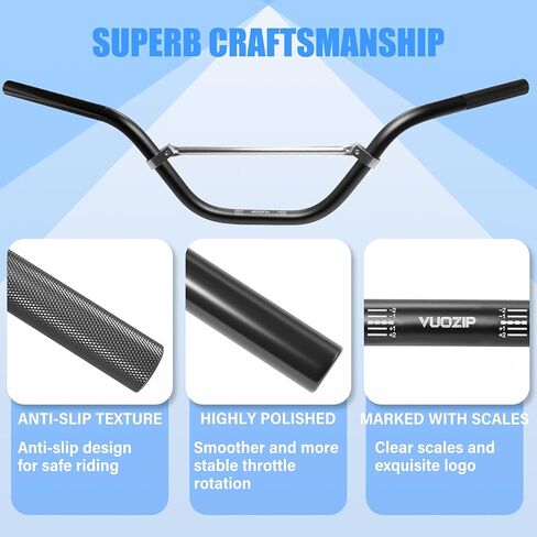 Universal 7/8" 22mm Dirt Bike Handlebar Set,Choice of Mid or High-Rise Aluminum Handlebars with Anti-Slip Grips & Crossbar for Pit Bike, Dirt Bike,ATV, Quad,Motorcycle (Black, High Rise Handlebar) in Saudi Arabia