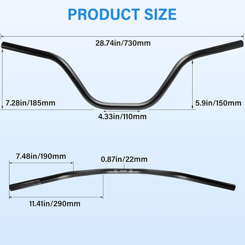 Universal 7/8" 22mm Dirt Bike Handlebar Set,Choice of Mid or High-Rise Aluminum Handlebars with Anti-Slip Grips & Crossbar for Pit Bike, Dirt Bike,ATV, Quad,Motorcycle (Black, High Rise Handlebar) in Saudi Arabia