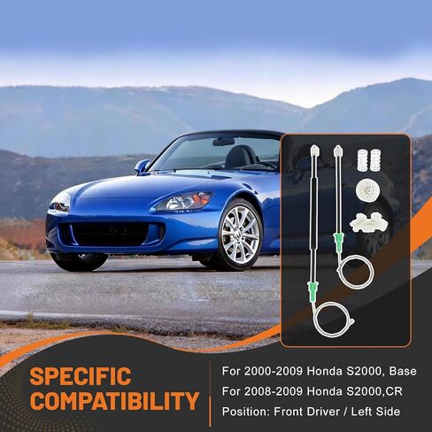 S2000 Window Regulator Repair Kit Fits for 2000-2009 Honda S2000 Base, CR - Front Left Driver LH Side, Fixes Stuck/Jammed Windows in Kuwait