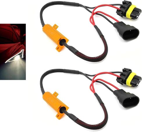 2 قطعة 9006/HB4 LED مجموعة مقاوم الحمل، 50 وات 6 أوم وحدة فك تشفير الأخطاء المضادة للوميض، مصباح الضباب الأمامي للسيارة ومحول سرج مقاوم إشارة الانعطاف، هالوجين عالمي لترقية LED in Kuwait