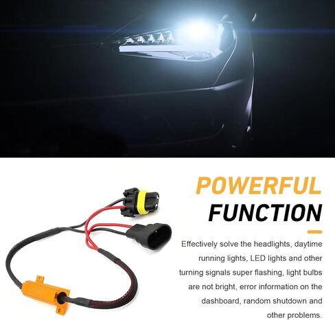 2 قطعة 9006/HB4 LED مجموعة مقاوم الحمل، 50 وات 6 أوم وحدة فك تشفير الأخطاء المضادة للوميض، مصباح الضباب الأمامي للسيارة ومحول سرج مقاوم إشارة الانعطاف، هالوجين عالمي لترقية LED in Kuwait