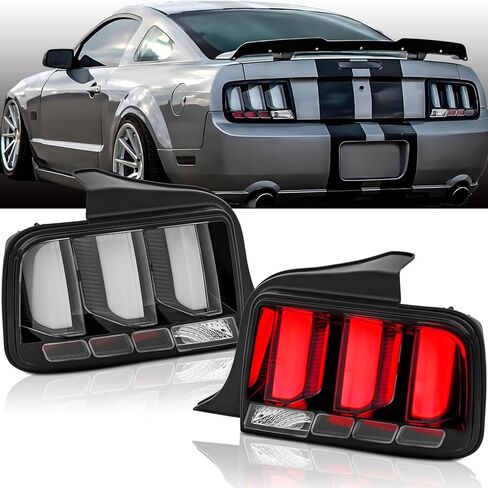 LED Tail Lights Assembly Rear Brake Lamp Compatible with 2005-2009 Ford Mustang, Black Housing Clear Lens Taillights in Kuwait