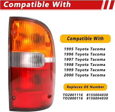 Tail Lights Assembly Compatible With 1995-2000 Toyota Tacoma Driver and Passenge Side Rear Brake Light Replace TO2800116 TO2801116 8156004030 8155004030 in Kuwait