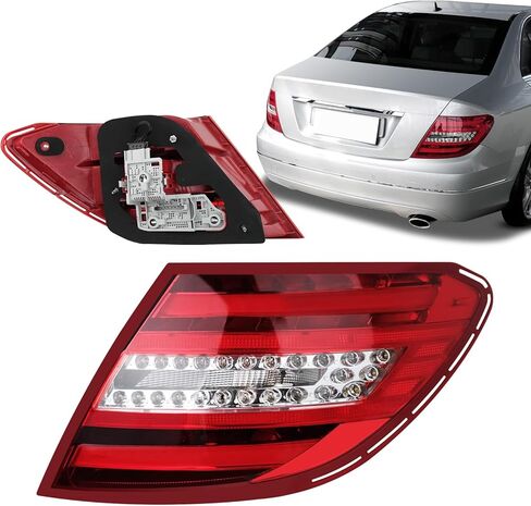 W204 Left LED Tail Lights Compatible with Mercedes Benz C250 C300 C350 C63 AMG 2011 2012 2013 2014, Right Brake Turn Signal Taillight, Passenger Side Taillamp Replacement in Saudi Arabia