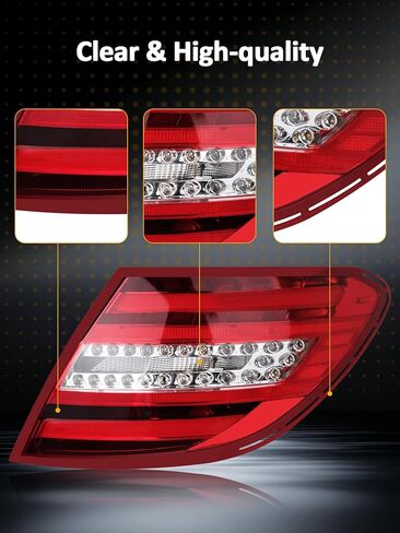 W204 Left LED Tail Lights Compatible with Mercedes Benz C250 C300 C350 C63 AMG 2011 2012 2013 2014, Right Brake Turn Signal Taillight, Passenger Side Taillamp Replacement in Saudi Arabia
