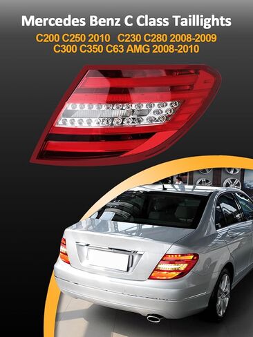 W204 Left LED Tail Lights Compatible with Mercedes Benz C250 C300 C350 C63 AMG 2011 2012 2013 2014, Right Brake Turn Signal Taillight, Passenger Side Taillamp Replacement in Saudi Arabia