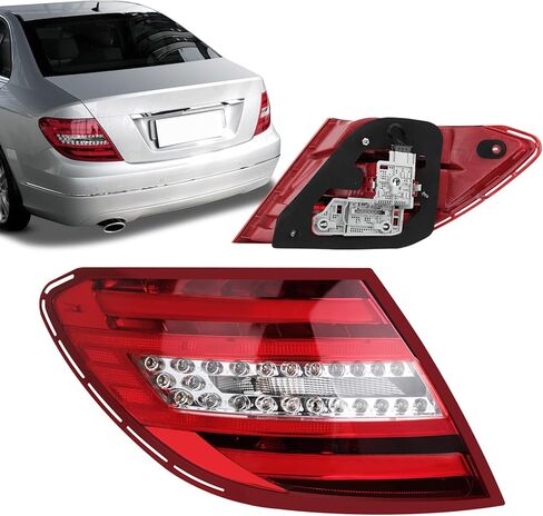 W204 Left LED Tail Lights Compatible with Mercedes Benz C250 C300 C350 C63 AMG 2011 2012 2013 2014, Right Brake Turn Signal Taillight, Passenger Side Taillamp Replacement in Saudi Arabia