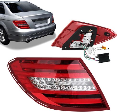 W204 Left LED Tail Lights Compatible with Mercedes Benz C250 C300 C350 C63 AMG 2011 2012 2013 2014, Right Brake Turn Signal Taillight, Passenger Side Taillamp Replacement in Saudi Arabia