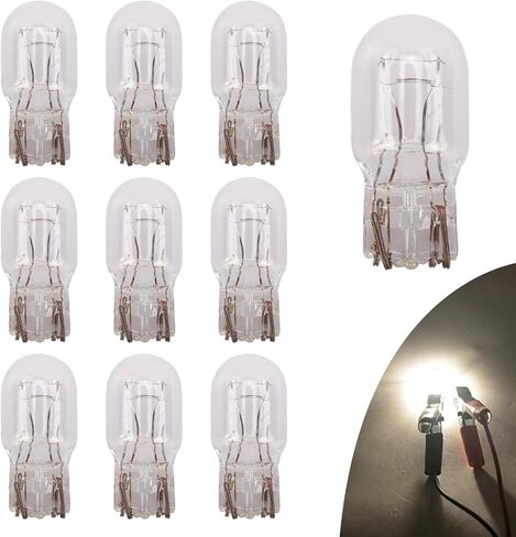 10 قطع سيارة T20 1891/7443 لمبة فرامل مزدوجة السلك، 12 فولت 21/5 وات، ضوء إشارة الانعطاف فائق السطوع، أجزاء لمبة صغيرة لمؤشر DRL، ملحق إضاءة عالمي للسيارات، للسيارات (أبيض) in Kuwait
