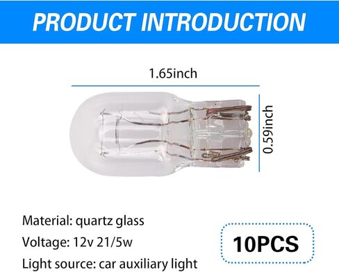 10 قطع سيارة T20 1891/7443 لمبة فرامل مزدوجة السلك، 12 فولت 21/5 وات، ضوء إشارة الانعطاف فائق السطوع، أجزاء لمبة صغيرة لمؤشر DRL، ملحق إضاءة عالمي للسيارات، للسيارات (أبيض) in Kuwait