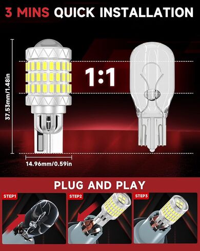 مصابيح إضاءة عكسية 921 912 LED تناسب شيفروليه 2014-2025 سيلفرادو 1500 2500 3500 HD، 6000K أبيض بارد، سطوع 600% مع لمبة إضاءة احتياطية لجهاز العرض HD، التوصيل والتشغيل، حزمة من 2 in Kuwait