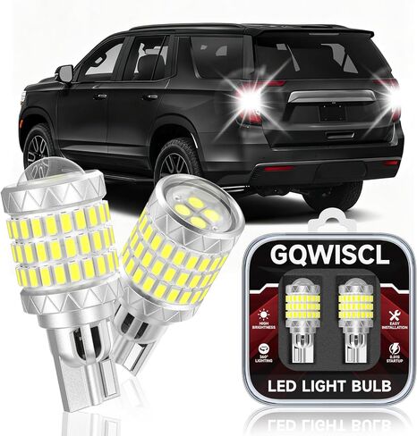 مصابيح إضاءة عكسية 921 912 LED تناسب شيفروليه 2014-2025 سيلفرادو 1500 2500 3500 HD، 6000K أبيض بارد، سطوع 600% مع لمبة إضاءة احتياطية لجهاز العرض HD، التوصيل والتشغيل، حزمة من 2 in Kuwait