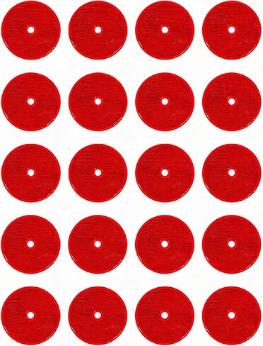 20Pcs Round Mailbox Reflectors, Safety Reflector for Post, Trailer Reflectors, Stick on Reflector for Truck, Trailer, Post, Gate, Fence, Stroller (Red) in Kuwait