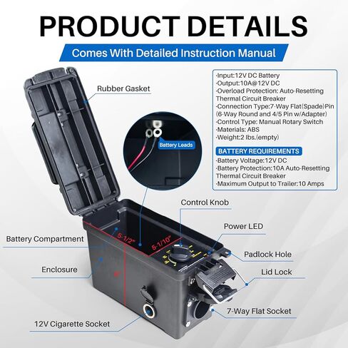 Trailer Light 7-Way Plug Tester with 7, 6, 4/5 Pin Adapter, Water-Resistant Portable Electric Brake Tester for RV/Boat/Utility Trailer with Short Circuit Protection(Battery NOT Included) in Kuwait