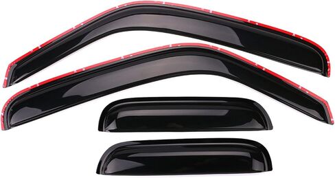 FREEMOTOR802 Tape-on + in-Channel Window Visors Compatible with 1999-2011 Ford Ranger Extended Cab, Side Wind Deflectors Rain Guards Vent Visors, Slim Style Smoke Tinted Acrylic 4 Pieces in Saudi Arabia