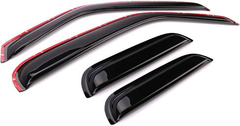 FREEMOTOR802 Tape-on + in-Channel Window Visors Compatible with 1999-2011 Ford Ranger Extended Cab, Side Wind Deflectors Rain Guards Vent Visors, Slim Style Smoke Tinted Acrylic 4 Pieces in Saudi Arabia