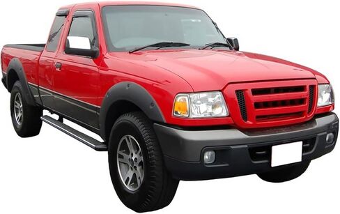 FREEMOTOR802 Tape-on + in-Channel Window Visors Compatible with 1999-2011 Ford Ranger Extended Cab, Side Wind Deflectors Rain Guards Vent Visors, Slim Style Smoke Tinted Acrylic 4 Pieces in Saudi Arabia