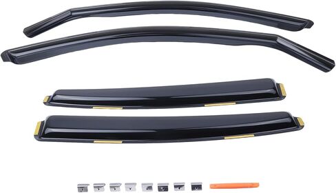 4Pcs in-Channel Window Rain Guards Wind Deflectors Vent Visors Shades, Compatible for BMW 3 Series F30 Sedan 2012-2019, Black Trim Window Deflectors Rain Shield Shade Car Accessories in Kuwait