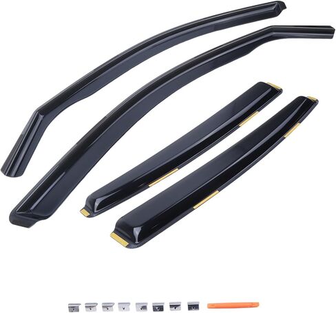 4Pcs in-Channel Window Rain Guards Wind Deflectors Vent Visors Shades, Compatible for BMW 3 Series F30 Sedan 2012-2019, Black Trim Window Deflectors Rain Shield Shade Car Accessories in Kuwait