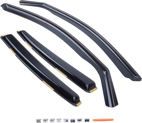 4Pcs in-Channel Window Rain Guards Wind Deflectors Vent Visors Shades, Compatible for BMW 3 Series F30 Sedan 2012-2019, Black Trim Window Deflectors Rain Shield Shade Car Accessories in Kuwait