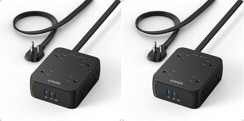 Anker Surge Protector Flat Plug Power Strip 2000J, 5ft Thin Extension Cord with 8 Outlets, 2 USB A and 1 USB C Port, 20W for iPhone15, Wall Mount, Compact for Home, Office, Room, TUV Listed in Saudi Arabia