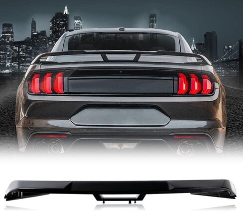 PIT66 Black Rear Trunk Spoiler Wing Glossy Compatible with Ford Mustang S550 GT Style Tail Wing Boot Lid 2015 2016 2017 2018 2019 2020 2021 2022 in Saudi Arabia