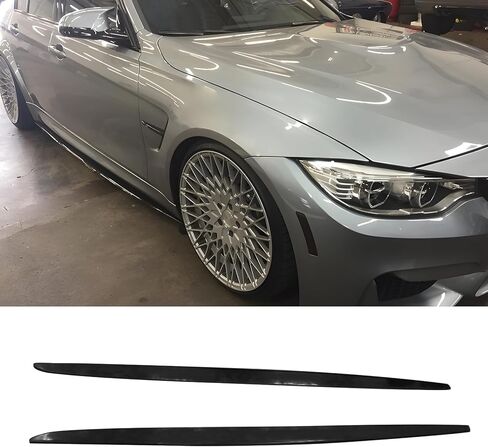 IKON MOTORSPORTS, Side Skirts Diffuser Compatible with 2015-2018 BMW F80 M3, MT Style Polyurethane PU Unpainted Black Rocker Panel Splitter Side Underbody Spoiler in Saudi Arabia