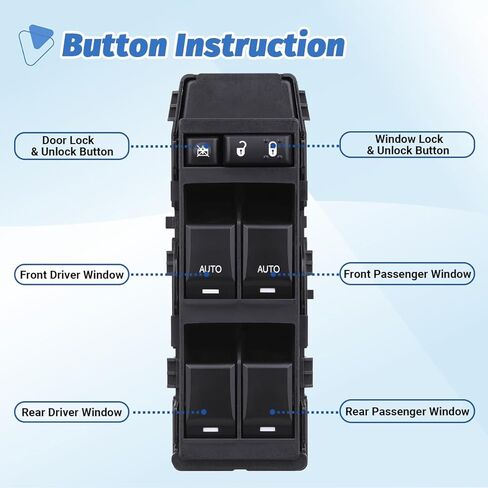 جانب سائق التحكم في الطاقة لمفتاح النافذة متوافق مع 2006-2014 Jeep Commander/Grand Cherokee، Chrysler Aspen/Chrysler 200/300/Sebring، Dodge Charger/Avenger/Magnum/Durango OEM 04602781AA in Saudi Arabia